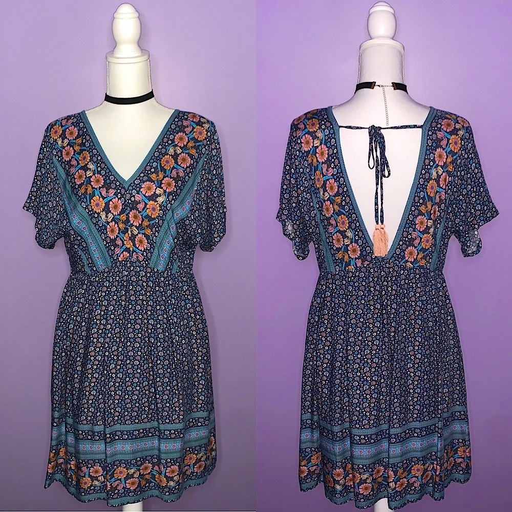 NWT Davi & Dani Colorful Floral Boho Dress